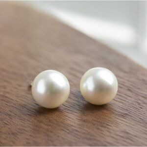 Elegant White Pearl Stud Earrings